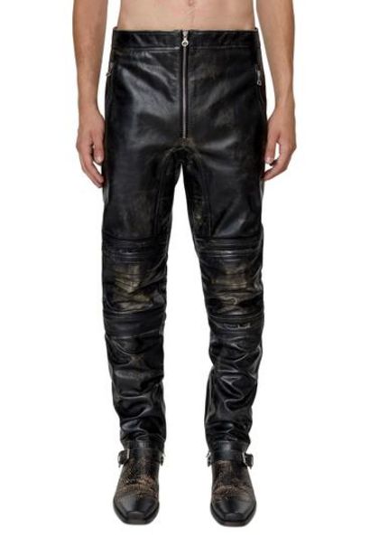 Biker pants in treated leather offers at $795 in Diesel