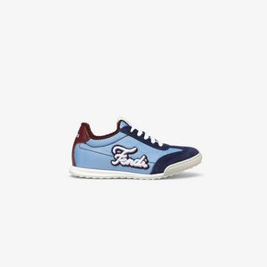 Light blue vintage-style junior sneakers with logo offers at $520 in Fendi