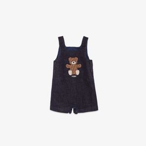 Denim dungarees with embroidery offers at $550 in Fendi