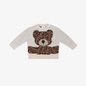 Beige virgin-wool baby sweater with teddy bear offers at $850 in Fendi