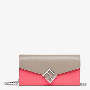 Two-tone pink and dove gray leather wallet offers at $850 in Fendi