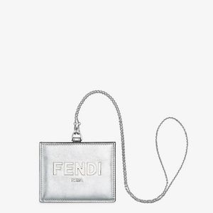 Silver-colored leather name badge holder offers at $590 in 