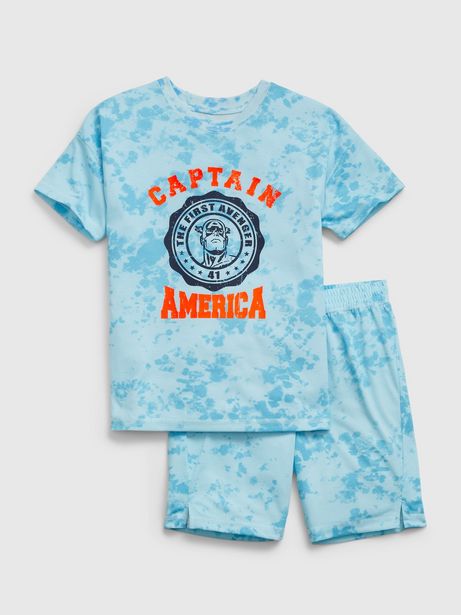 GapKids &#124 Marvel 100% Recycled Captain America PJ Shorts Set offers at $12.99 in Gap Kids