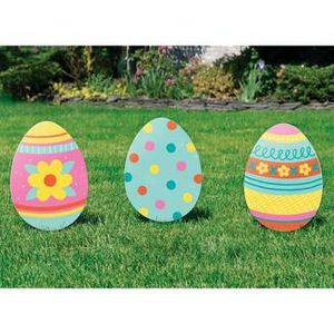 Easter Egg Plastic & Metal Yard Signs, 16in x 25in, 3ct offers at $11.25 in Party City