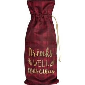 Burgundy Drinks Well With Others Fabric Wine Bag offers at $4 in Party City