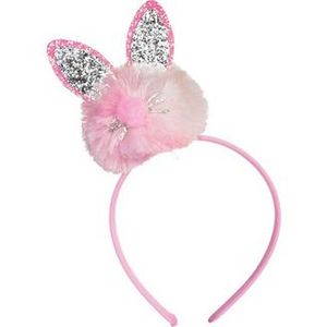 Glitter Bunny Ears Pom-Pom Fabric & Plastic Headband, 4.6in x 8.5in offers at $4.5 in Party City