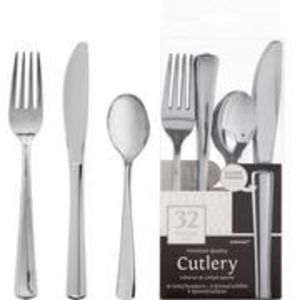 Silver Plastic Cutlery Set 32ct offers at $4.25 in Party City