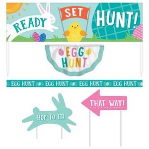 Easter Egg Hunt Plastic Yard Banner Kit, 5pc offers at $6.75 in Party City