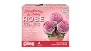 Sundae Shoppe Strawberries & Cream Rose Cones offers at $3.99 in Aldi