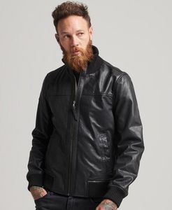 Knitted Collar Leather Bomber Jacket offers at $247.96 in Superdry