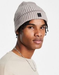 River Island ribbed beanie in beige offers at $8.4 in 