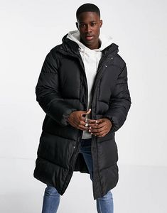 Topman longline puffer jacket with hood in black offers at $81.4 in ASOS