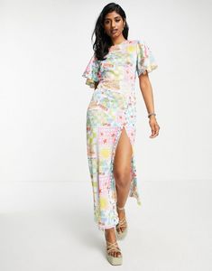 ASOS DESIGN maxi dress in bright postcard print offers at $26.5 in ASOS