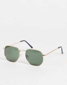 Selected Homme square sunglasses in gold offers at $14.85 in 