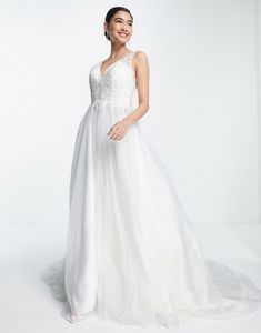 ASOS EDITION Tiana delicate embroidered bodice wedding dress with V-back offers at $277.5 in ASOS