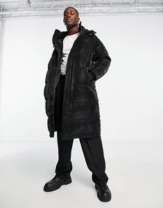Urbancode longline puffer coat in black offers at $67.5 in ASOS