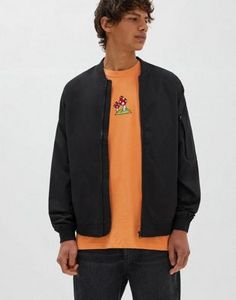 Pull&Bear bomber jacket in black offers at $21 in ASOS