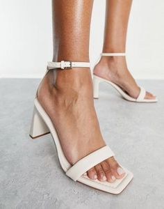 Stradivarius strappy heeled sandal in white offers at $20 in 