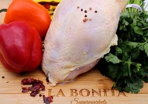 Pechuga Pollo Con Hueso/Bone in chicken breast offers at $4.98 in La Bonita Supermarkets