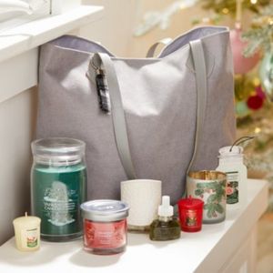 Festive Fragrance Tote Festive Fragrance Tote offers at $40 in Yankee Candle