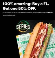 Subway offer | Buy a FL, get one 50% off | 3/6/2023 - 4/30/2023