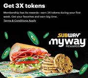 Subway offer | Get 3x tokens | 10/27/2022 - 12/31/2022
